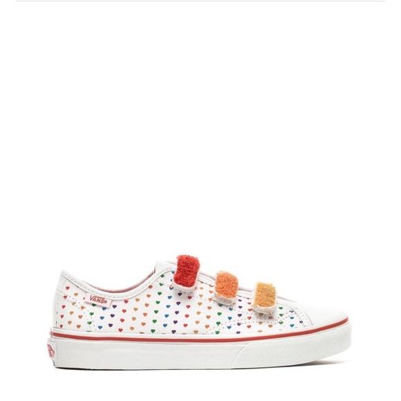 rainbow and white vans